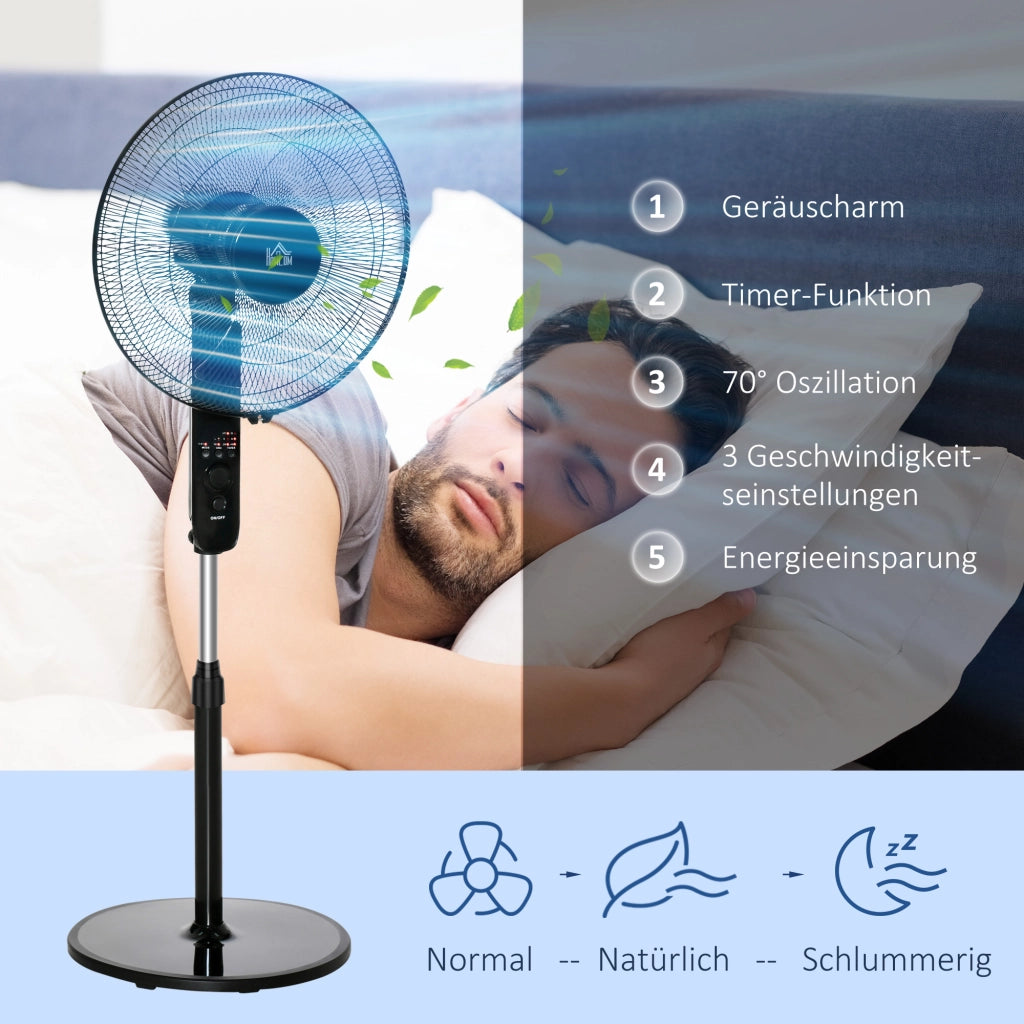 Ventilatore da terra ¨C zephmum ¨C Nero, metallo, ?44,5 x H110-124 cm
