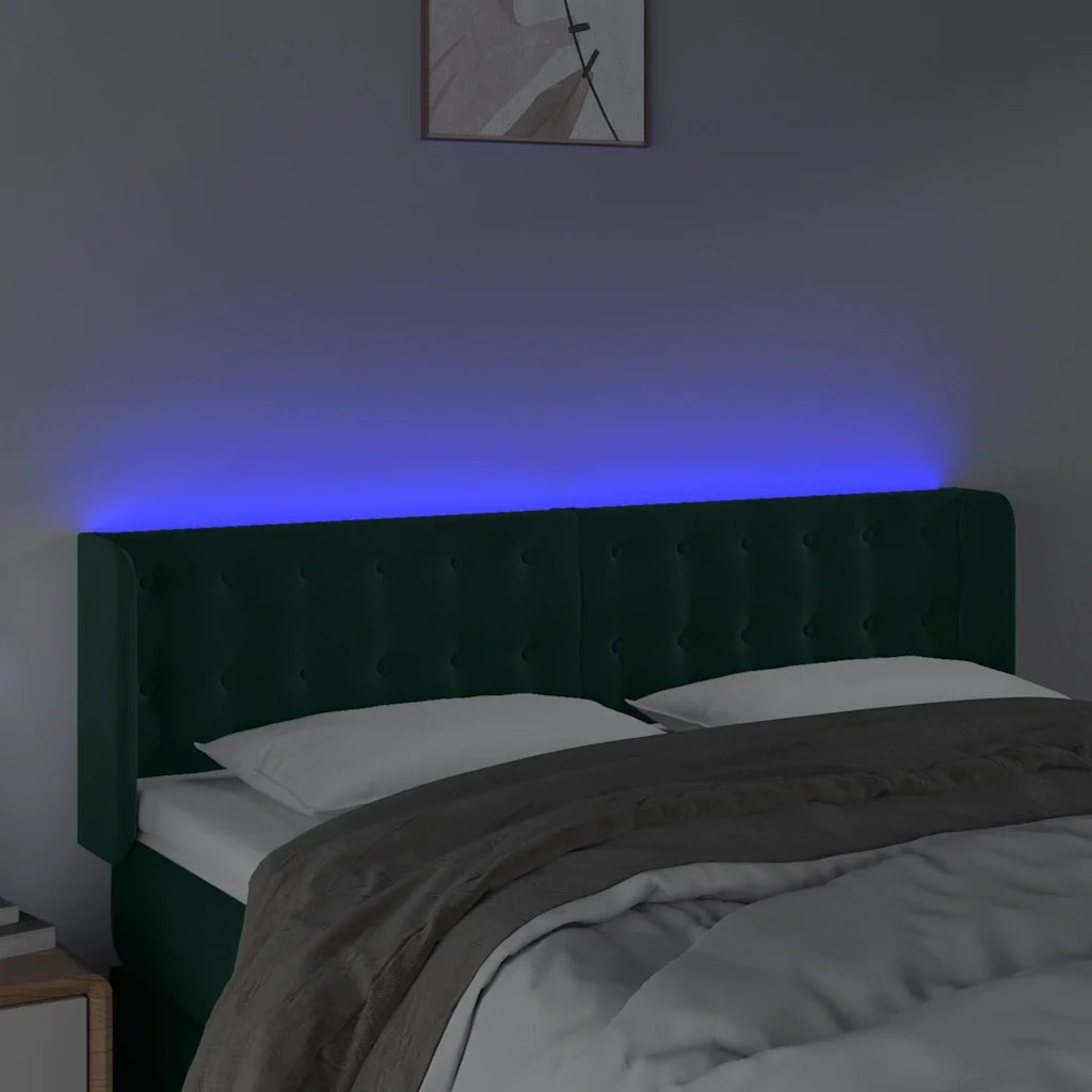 Testiera a LED Verde Scuro 147x16x78/88 cm in Velluto 3123721