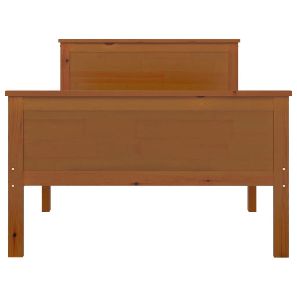 Giroletto-Struttura Letto Marrone Ambra in Legno Massello di Pino 100x200 cm