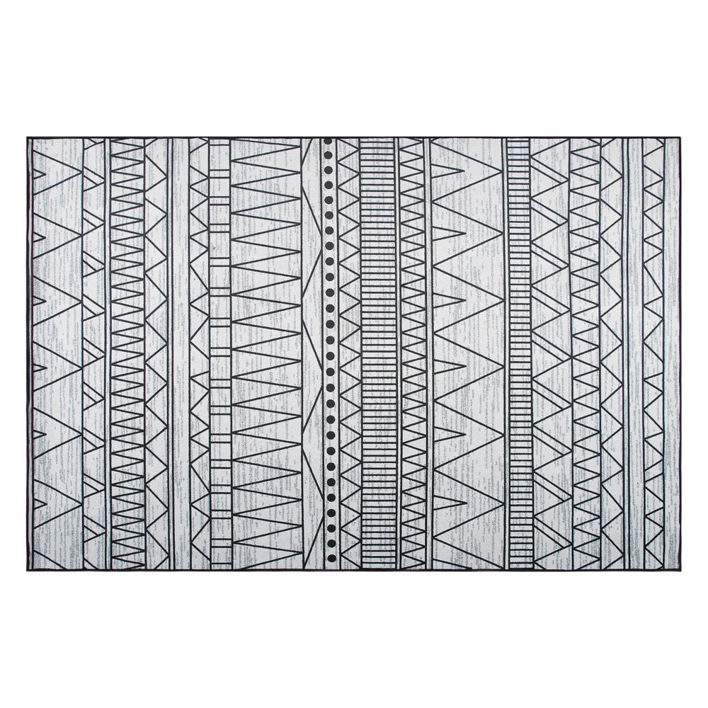 Tappeto Nero e grigio poliestere 140 x 200 cm a pelo corto motivo geometrico