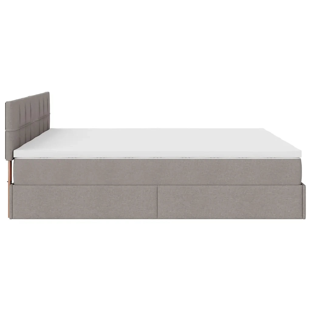 Struttura Letto Pouf con Materassi Tortora 180x200cm in Tessuto 3311998