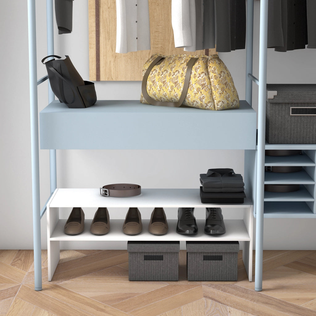 Scaffale per scarpe impilabile a 3 pezzi-Organizer orizzontale a 2 livelli per ingresso corridoio Bianco