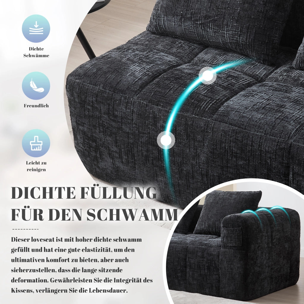 DIVANO Chaise Lounge 158x90x60 cm in Chenille Nero