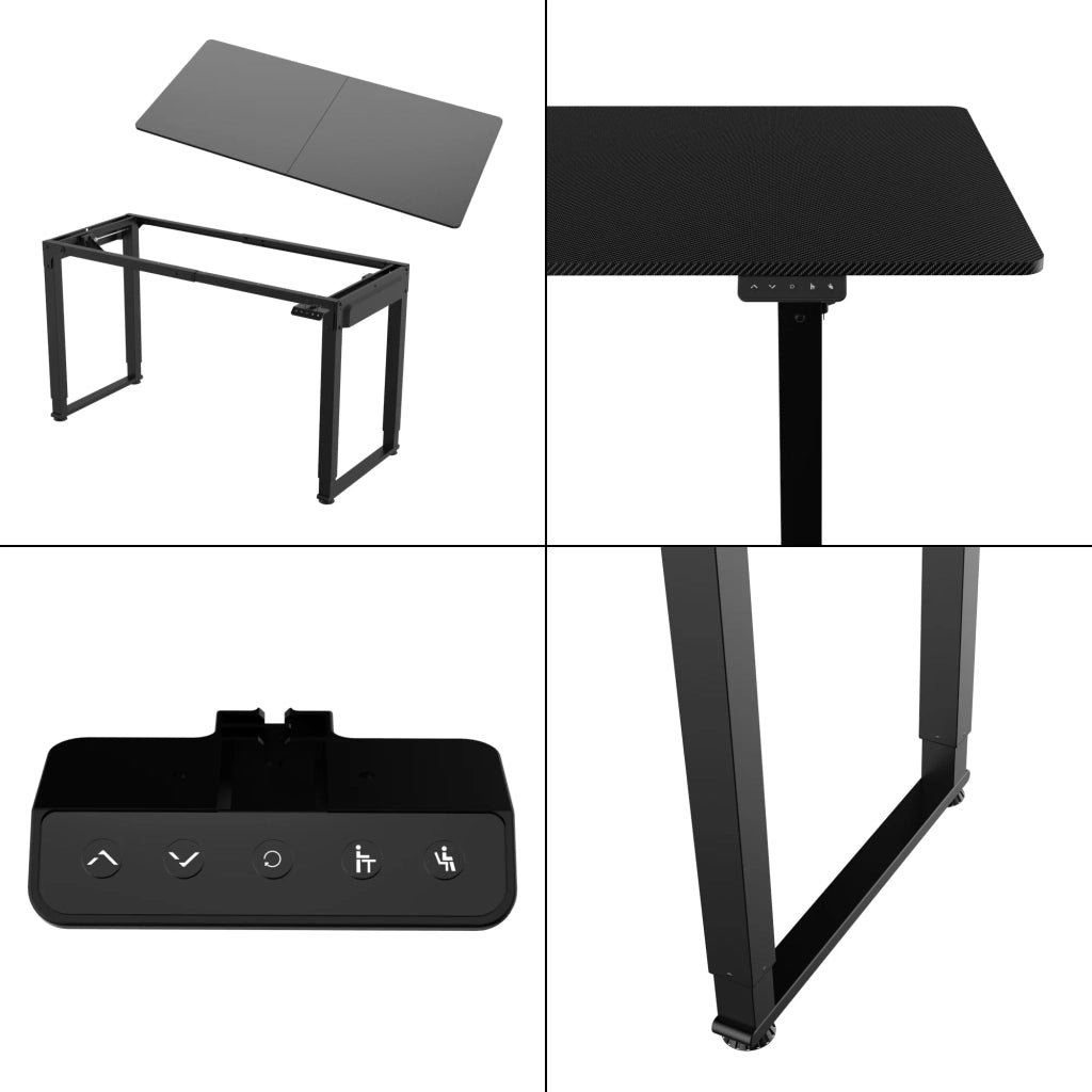 Scrivania/postazione di lavoro regolabile elettricamente in altezza 160 x 75 cm nero 03_0009076