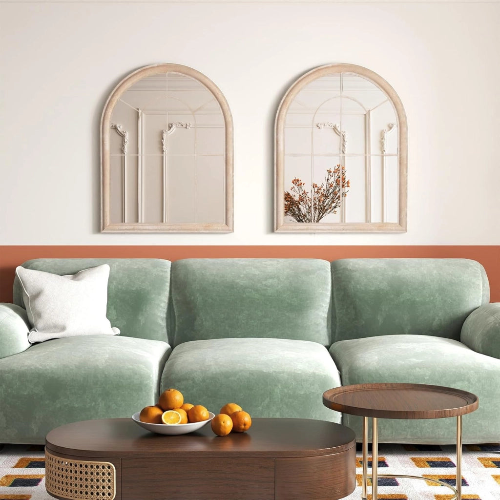 Specchio da Parete, Specchio a Finestra ad Arco con Cornice Metallica, Antideflagrante per Soggiorno Ingresso Corridoio, 88 x 69,5 cm (Stile 2)