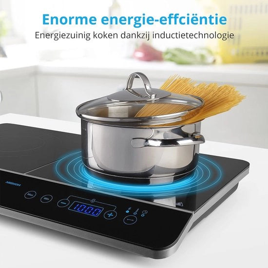 Cottura a induzione doppia 3500 watt con display LED e 10 impostazioni di temperatura - Cottura efficiente e sicura