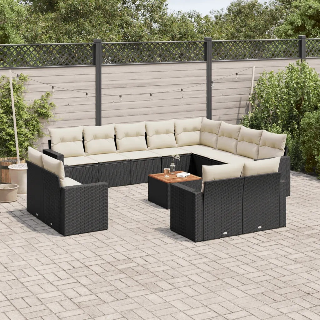 Set Divani da Giardino 13pz con Cuscini Nero in Polyrattancod mxl 116634