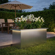 Fioriera da giardino con LED Argento 30 x 80 x 30 cm 8008108