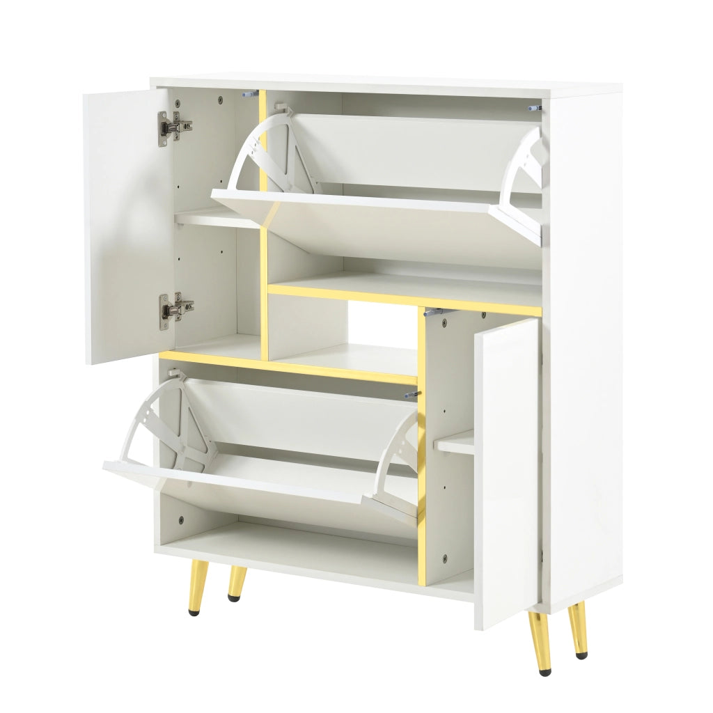 OKWISH Scarpiera con 2 Ante e Ripiani Regolabili, LED a 16 Colori, per Ingresso, in Pannello di Particelle, 80 x 25 x 96 cm