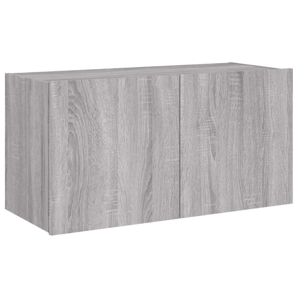 Mobile TV multimediale mensola TV credenza mobile TV parete attrezzata per sala da pranzo soggiorno camera da letto con luci LED Sonoma 80 x 35 x 41 cm grigio 02_0028063