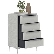 Cassettiera 4 Cassetti ¨C Xylo ¨C Acciaio Tessuto Effetto Lino Grigio 60x36x88 cm