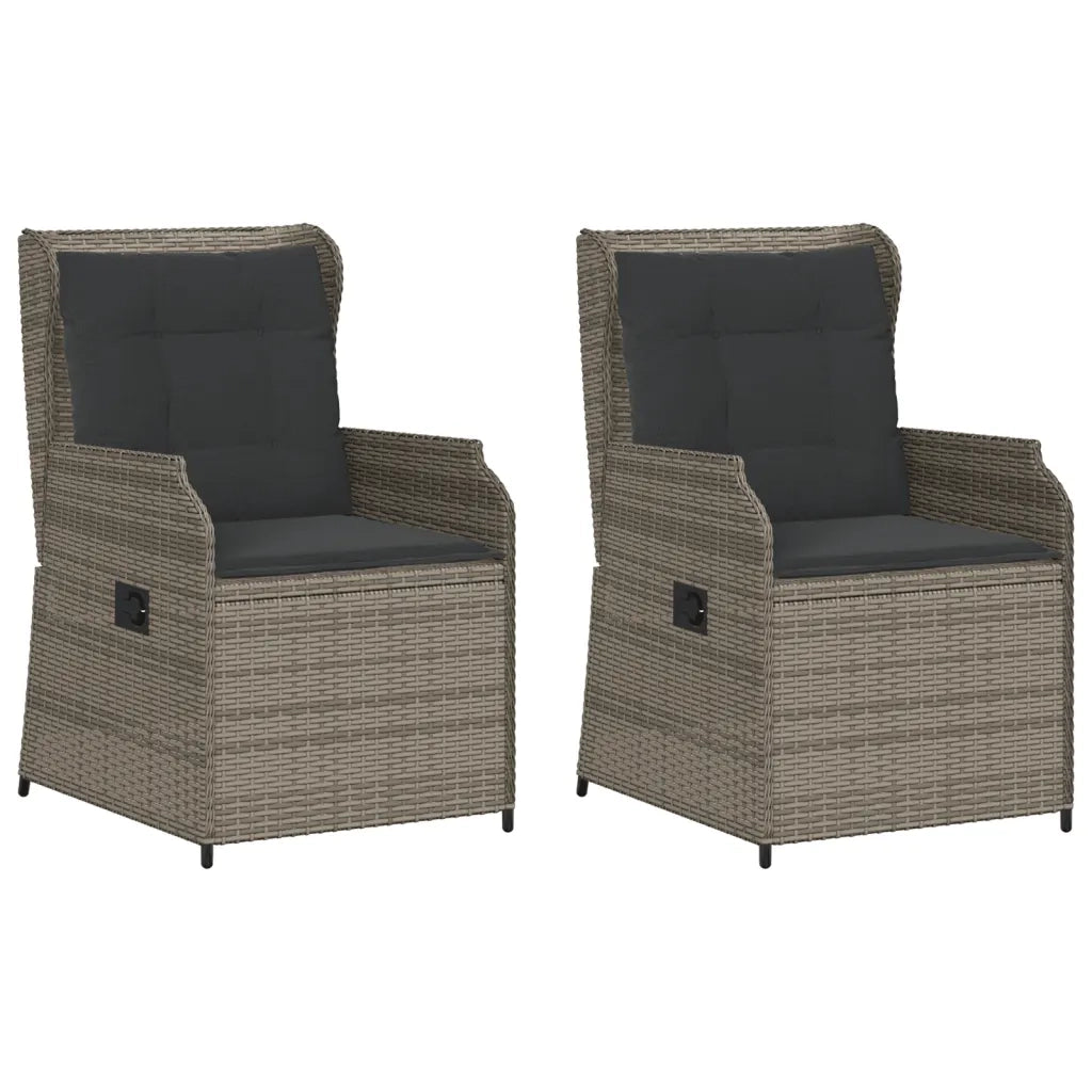 vidaXL Sedie da Giardino Reclinabili 2 pz e Cuscini Grigio Polyrattan