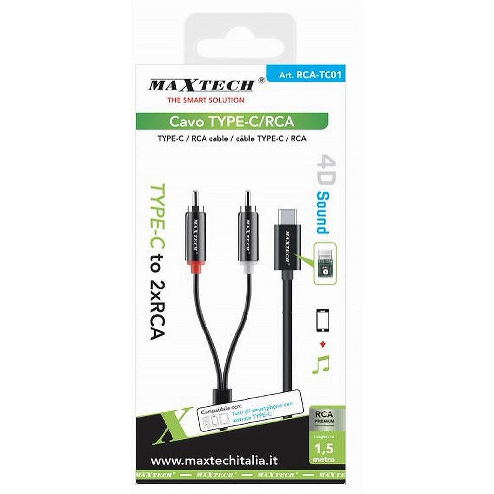 Trade Shop - Cavo Type-c A 2xrca Da 150 Cm Sdoppiatore A Y Stereo 4d Sound Dac Chip Rca-tc01 -