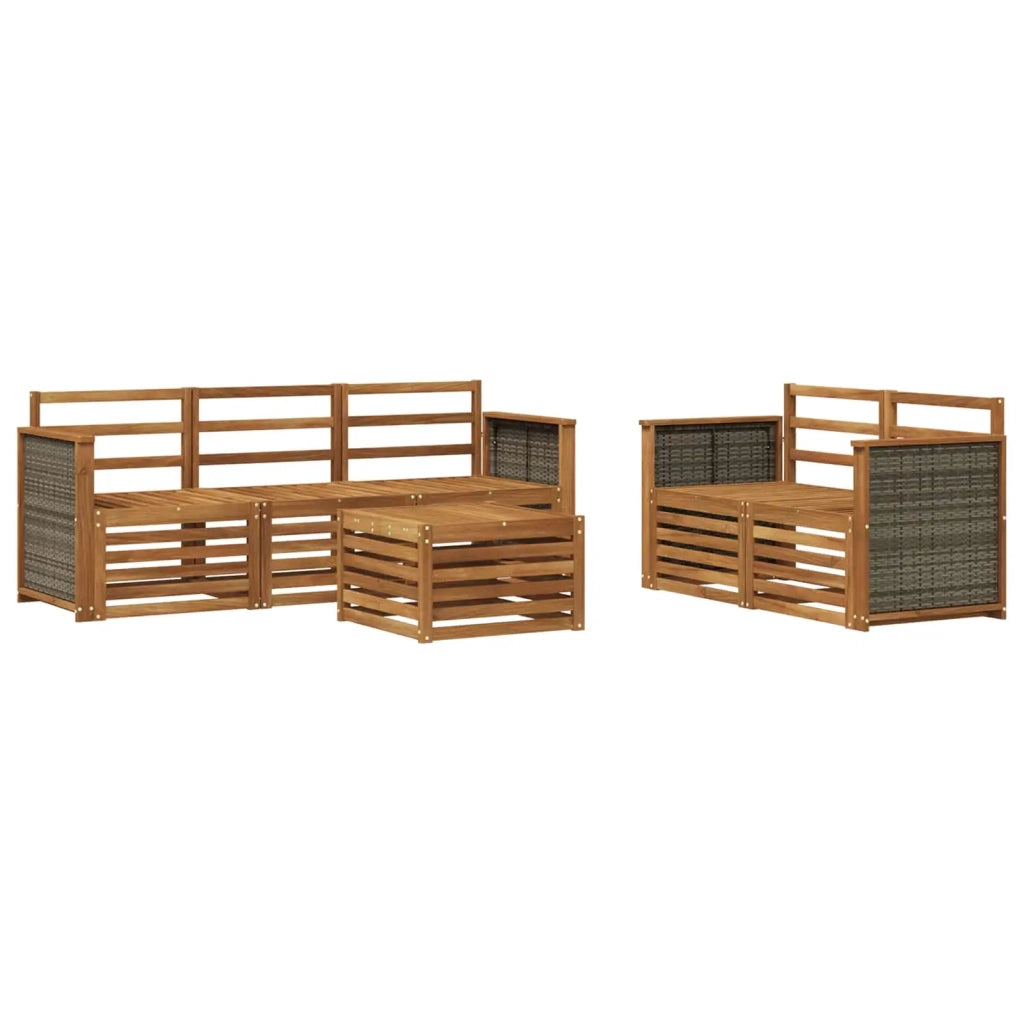 Set di divani da esterno 6 pz Naturale Legno di Acacia Massello 3384015