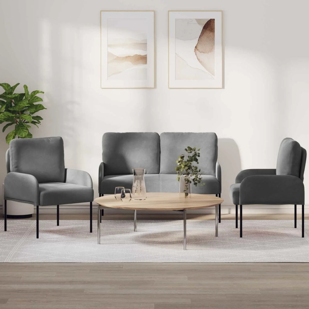 Set divani 3 pcs Grigio scuro 115 x 56 x 80 cm Legno compensato