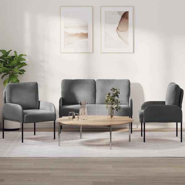 Set divani 3 pcs Grigio scuro 115 x 56 x 80 cm Legno compensato