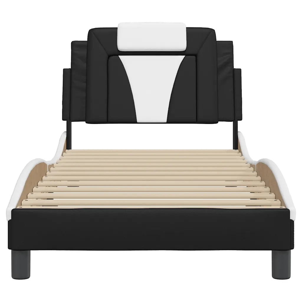 Giroletto Viana senza Materasso Nero e Bianco 90x200 cm in Similpelle 3208073