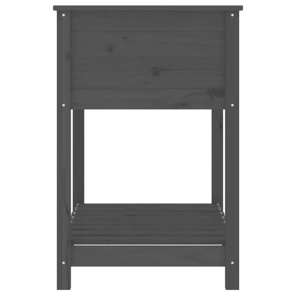 Fioriera rialzata per piante fiori patio giardino con ripiano 82,5 x 54 x 81 cm legno massello di pino grigio 02_0038406