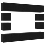 Set mobile TV 8 pz | Armadietto TV | Mobile Porta TV Rovere Nero Legno multistrato