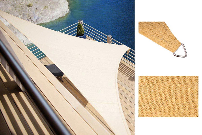 Tenda Vela Ombreggiante Parasole per Esterno Terrazze Giardino Formato: 3 x 3 x 3 m, Colore: Beige