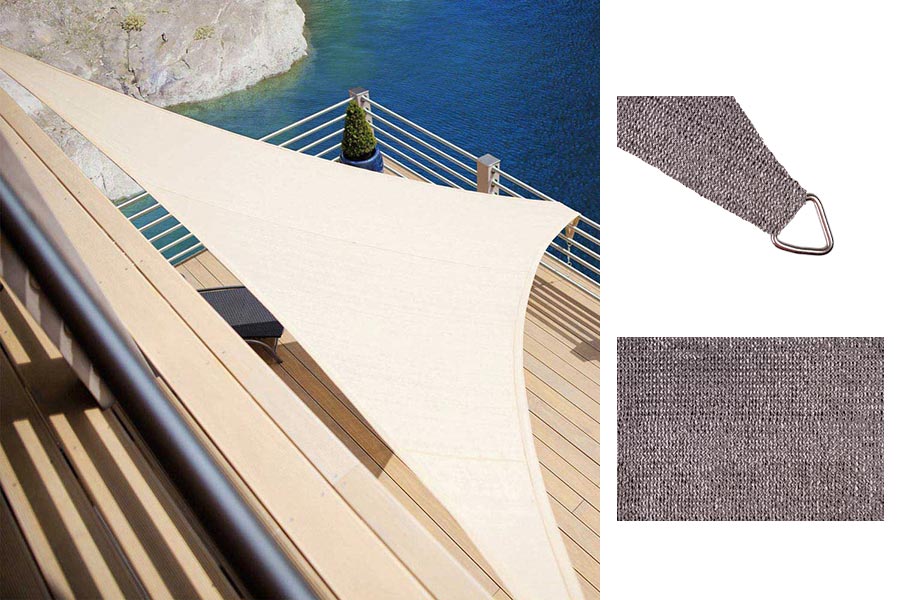 Tenda Vela Ombreggiante Parasole per Esterno Terrazze Giardino Formato: 5 x 5 x 5 m, Colore: Grigio