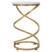 Darigana, Tavolino da Salotto Forma Rotondo, 28x28x48h cm Bianco Marmo