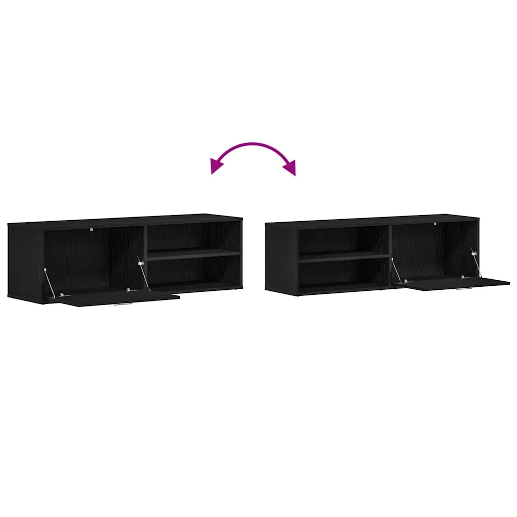Mobile TV Rovere Nero 120x34x37 cm in Legno Multistrato 862474