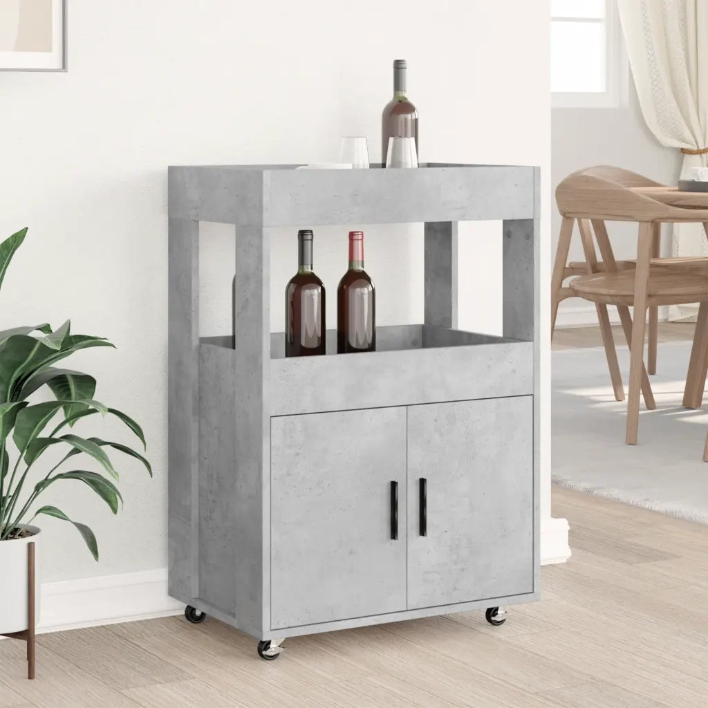 vidaXL Carrello Bar Grigio Cemento 60x39,5x89 cm in Legno Multistrato