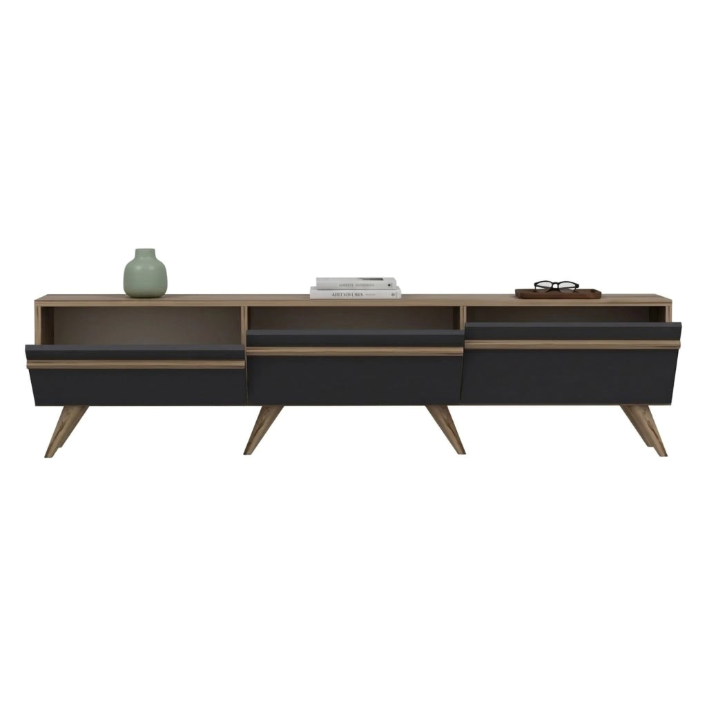 Cortaccia, Mobile Porta tv 3 Ante, 180x35x42h cm Nero Antracite