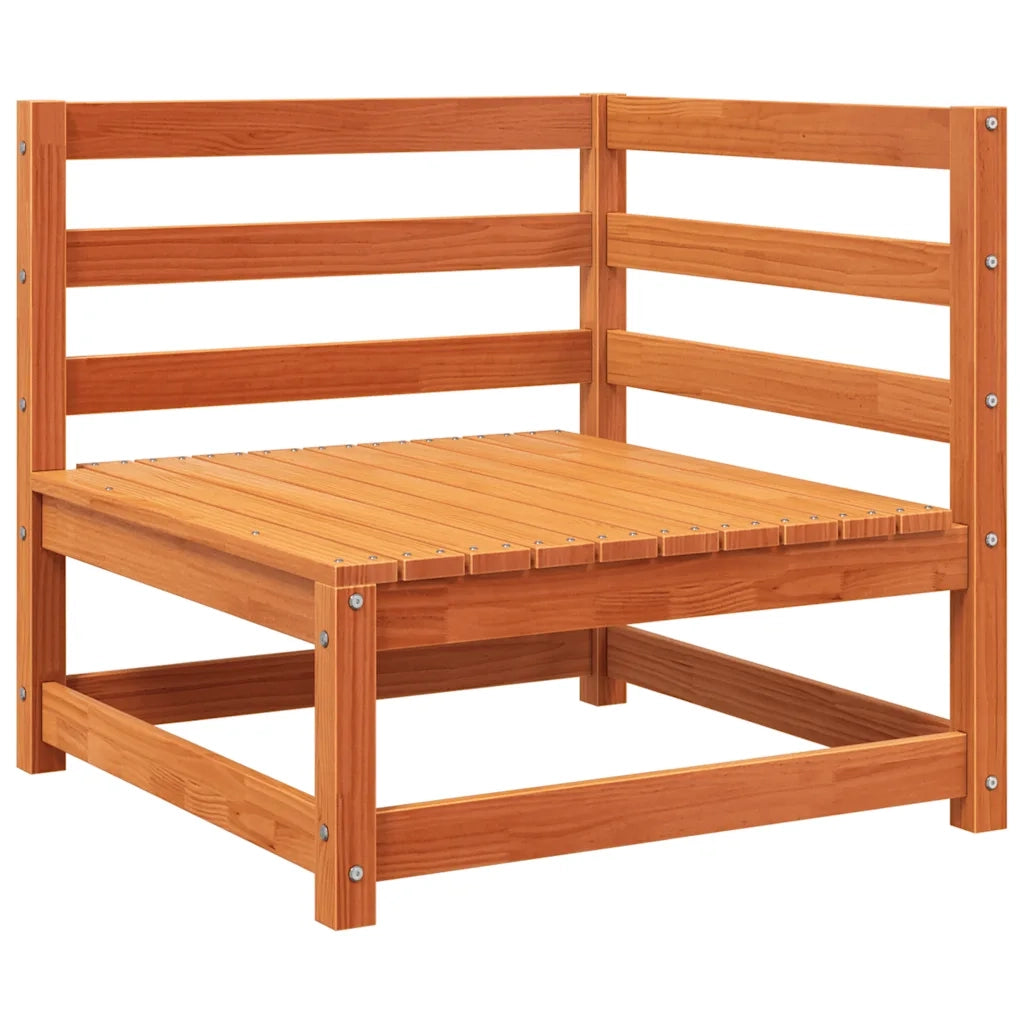 Divano Giardino con Poggiapiedi 2 Posti-Sofa da Giardino-Divanetto da esterno Marrone Cera Legno Pino