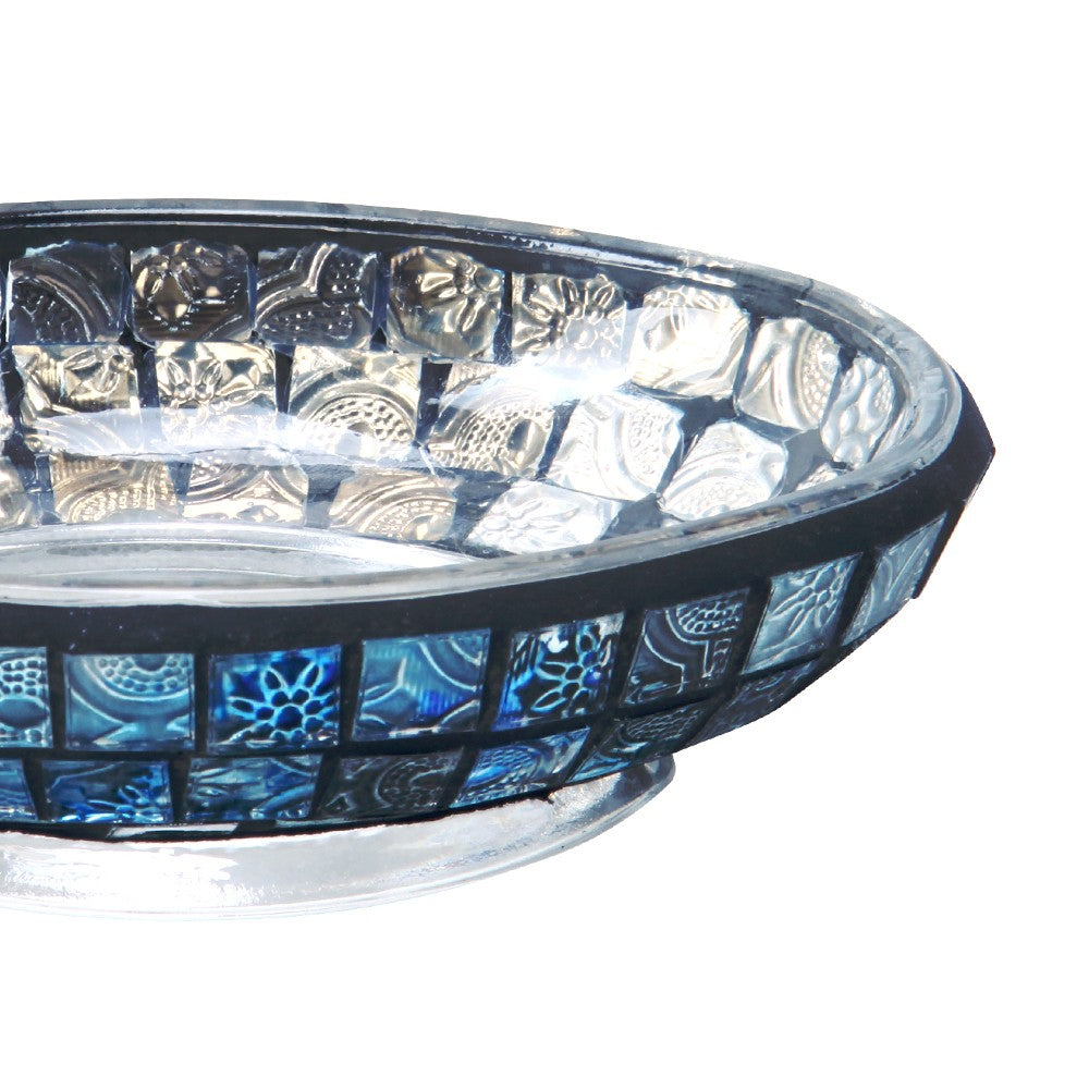 Porta sapone serie crystal in vetro mosaico blu