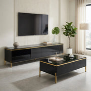 Cassettiera per TV nera in truciolato; lunghezza 170 cm