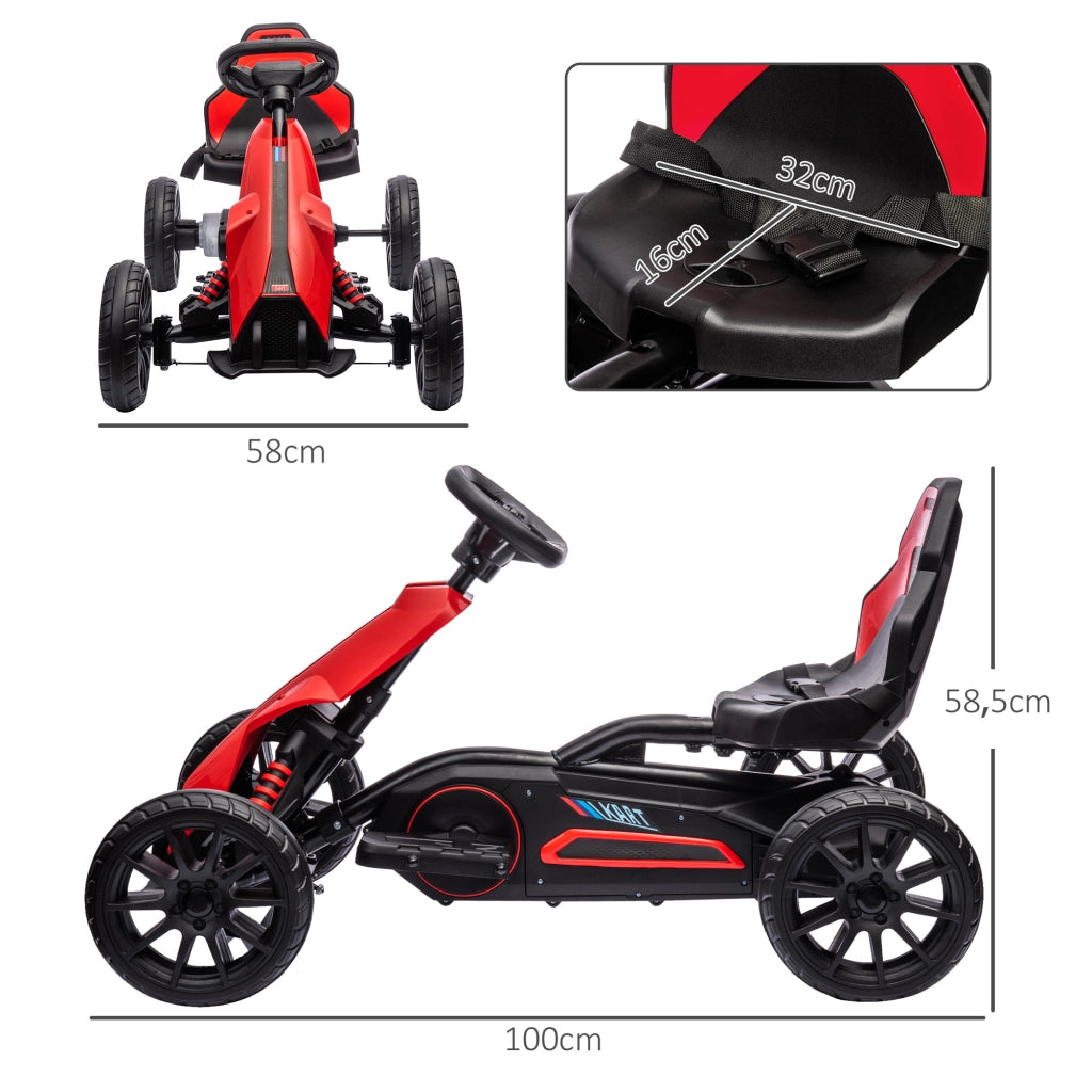 Kart Elettrico Bambini 12V ¨C Xylo ¨C Rosso 3-8 Anni con Cintura Sicurezza 100x58x58,5cm