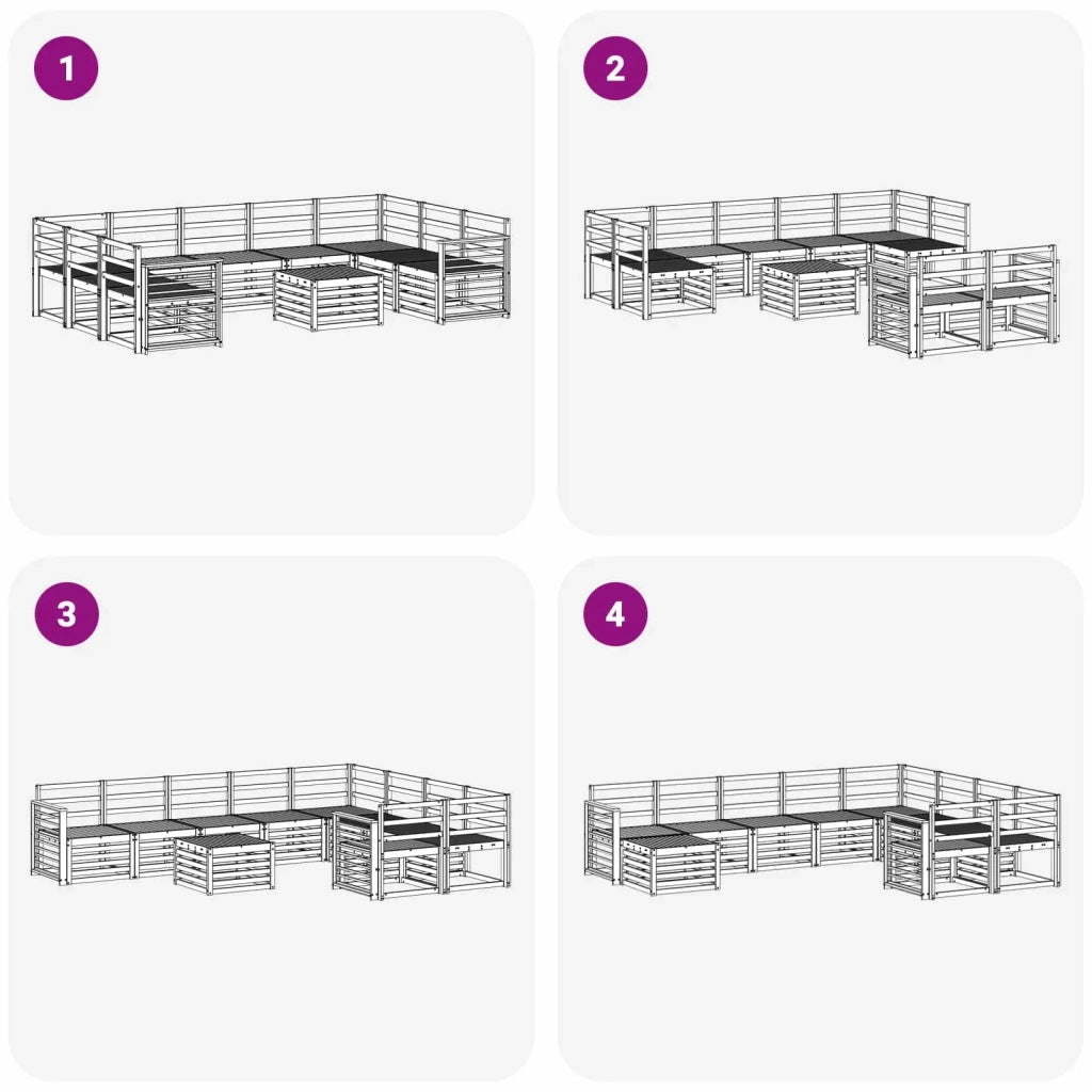 Set di divani da esterno 10 pcs Bianco 59 x 59 x 37 cm 3392554