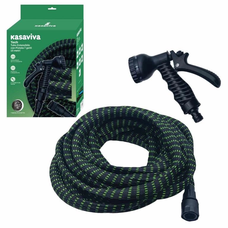 Tubo Irrigazione da Giardino Estensibile Tech + Pistola 15 Metri