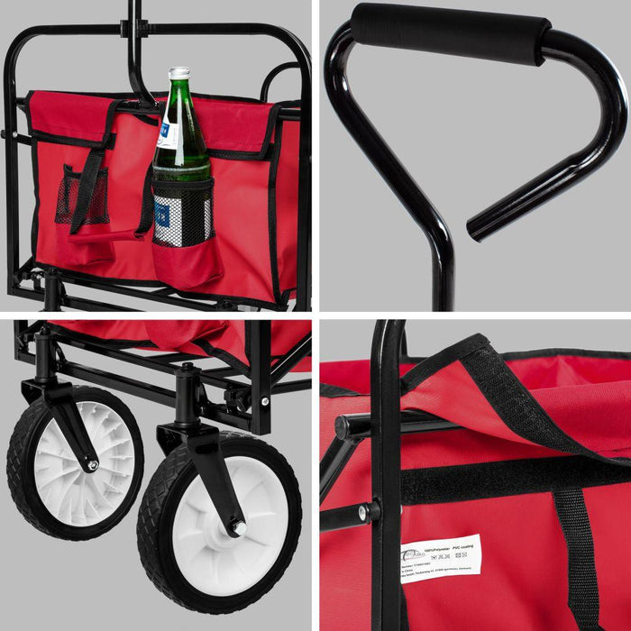 Carrello da giardino pieghevole 80 kg attrezzi da giardinaggio rosso 08_0000345