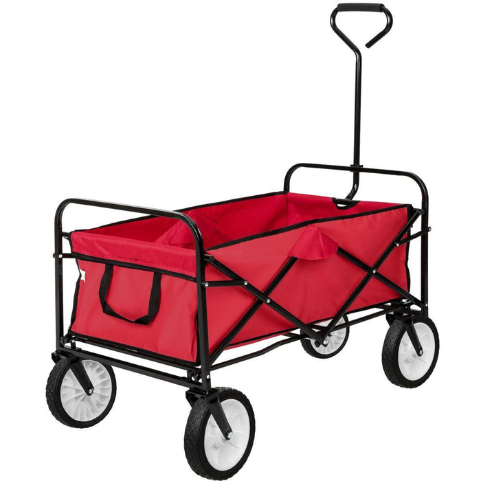 Carrello da giardino pieghevole 80 kg attrezzi da giardinaggio rosso 08_0000345