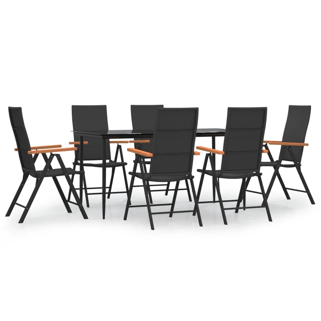 Set da Pranzo da Giardino 7 pz Nero e Marrone in Polyrattan 3156525