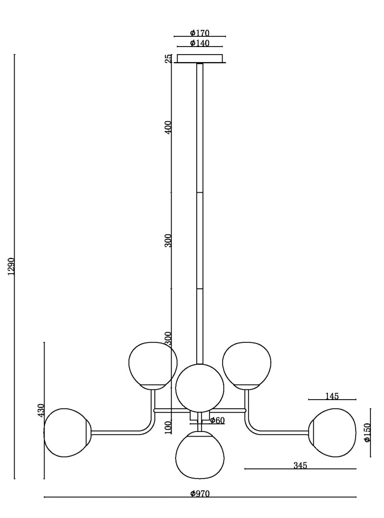 Lampadario Sospensione Erich In Metallo Nichel 8 Luci E Diffusori Bianchi