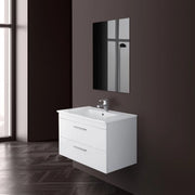 Mobile bagno sospeso 80 cm bianco con 2 cassettoni soft-close Desya