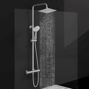 AICAIT Colonna doccia rotonda con soffione quadrato 20x20cm in acciaio inox cromato, sistema doccia a 38℃ antiscottature
