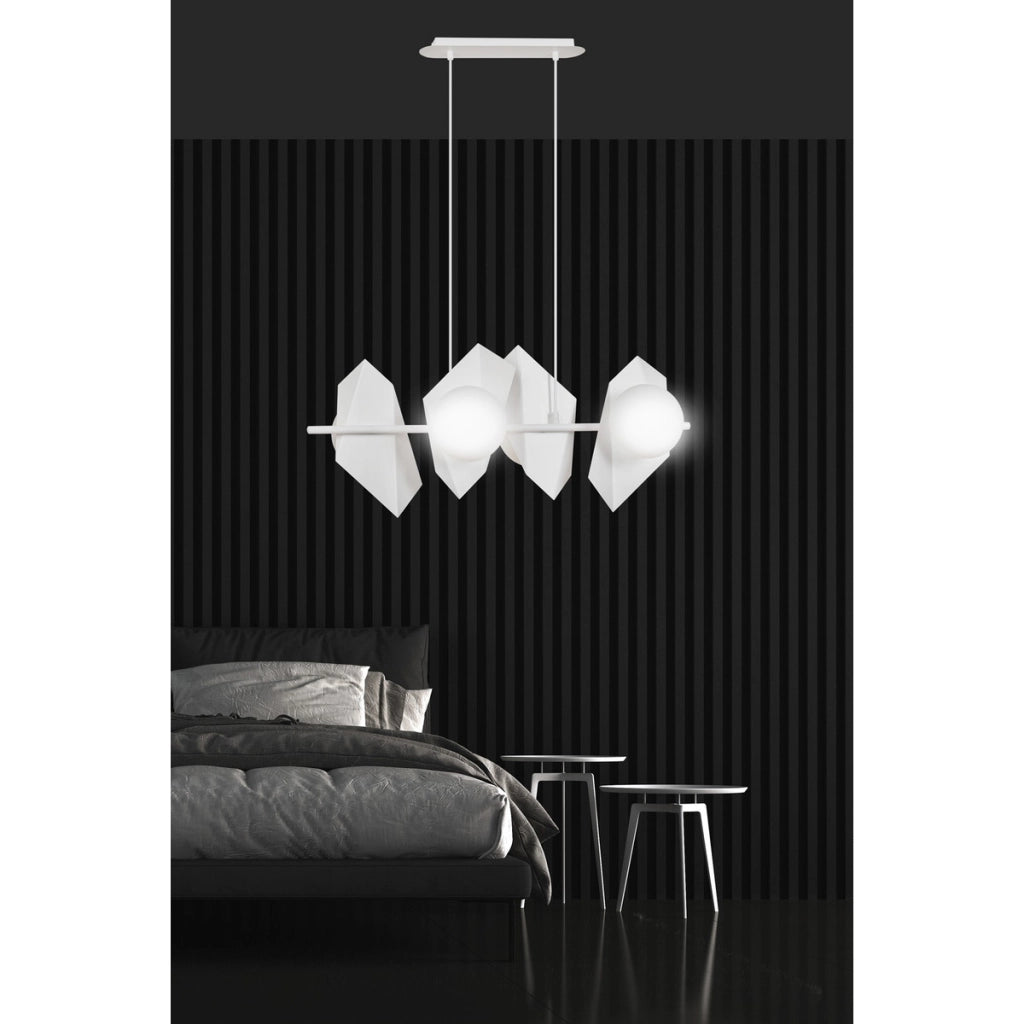 Lampada a sospensione Drifton in acciaio bianco