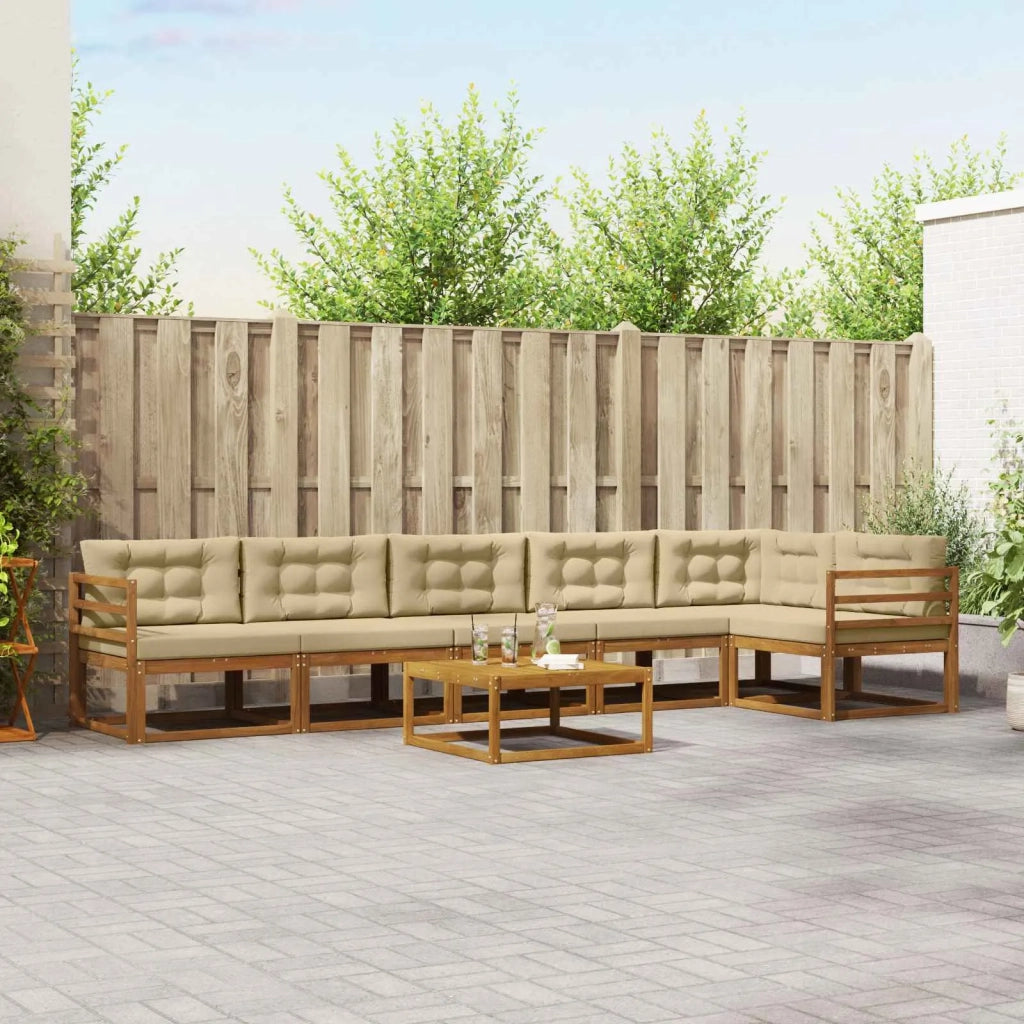 Set di divani da esterno con cuscino 7 pcs Naturale e Beige