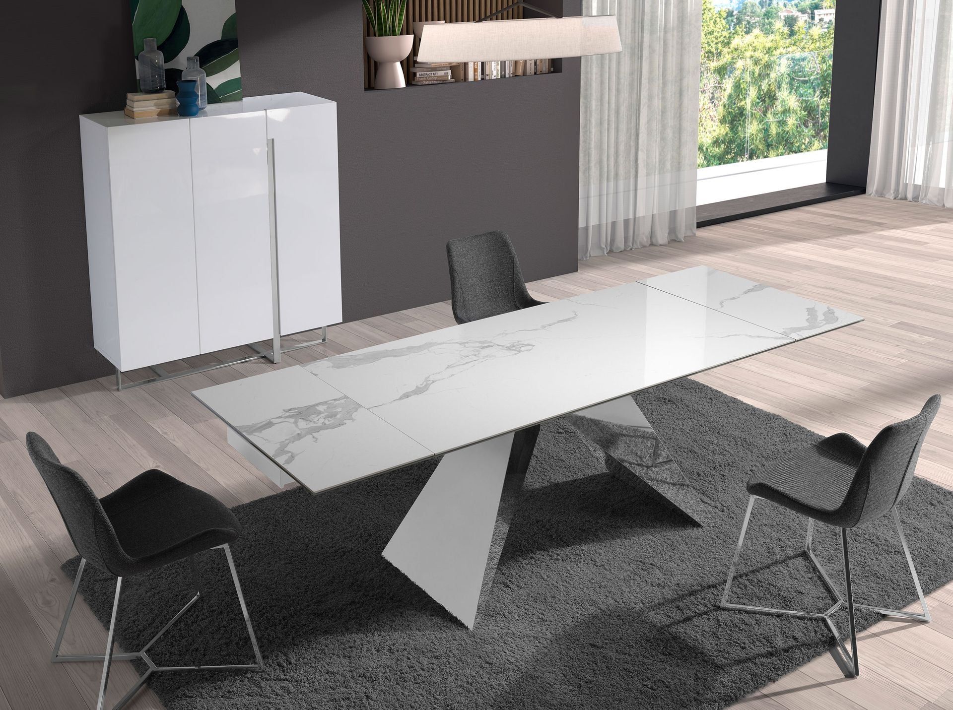 Sedia in tessuto grigio scuro