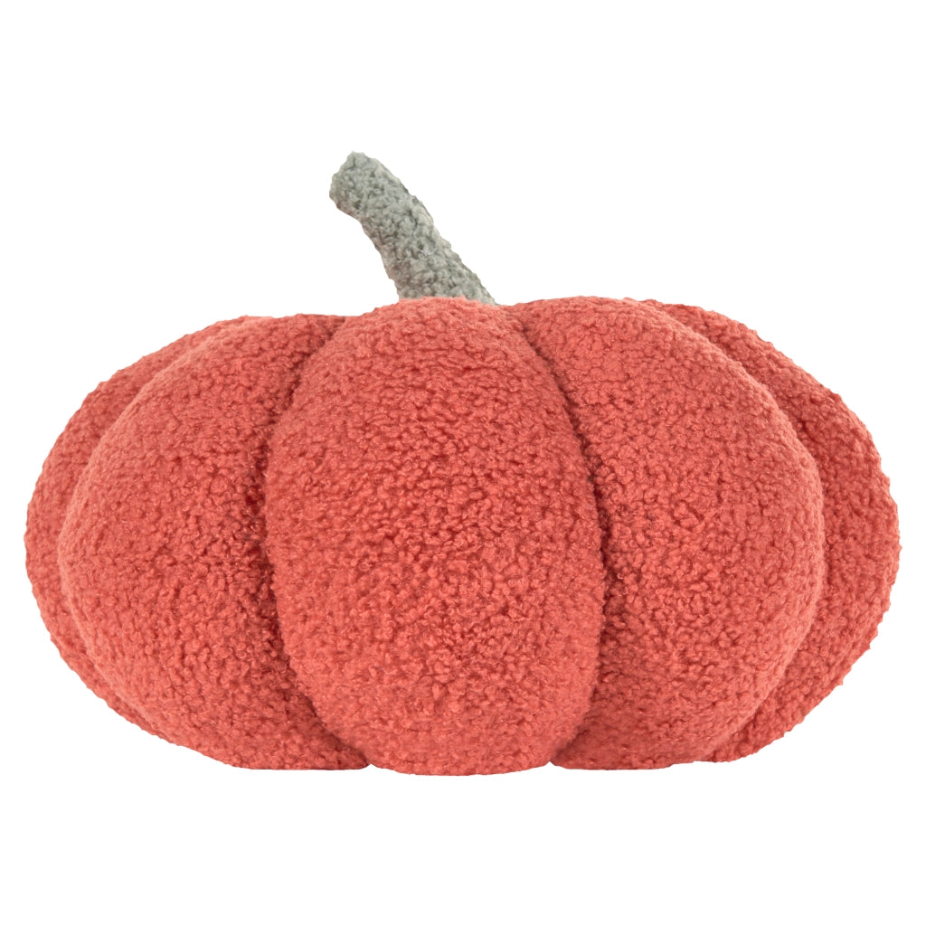 	Set 2 cuscini di peluche a forma di zucca in tessuto bouclé arancione âŒ€ 28 cm decorazione accessorio di halloween