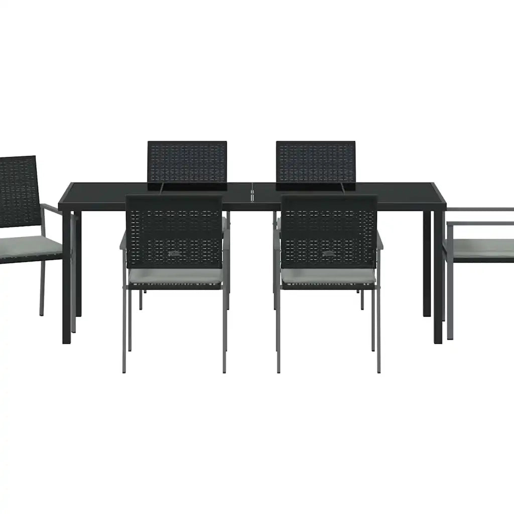 Set da Pranzo per Giardino 7 pcs Nero e Grigio Chiaro 3379077