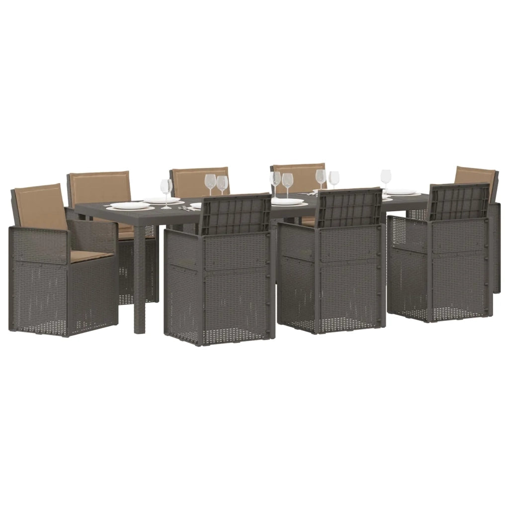 Set da Pranzo per Giardino 9 pcs Grigio chiaro e Tortora PP 3430101