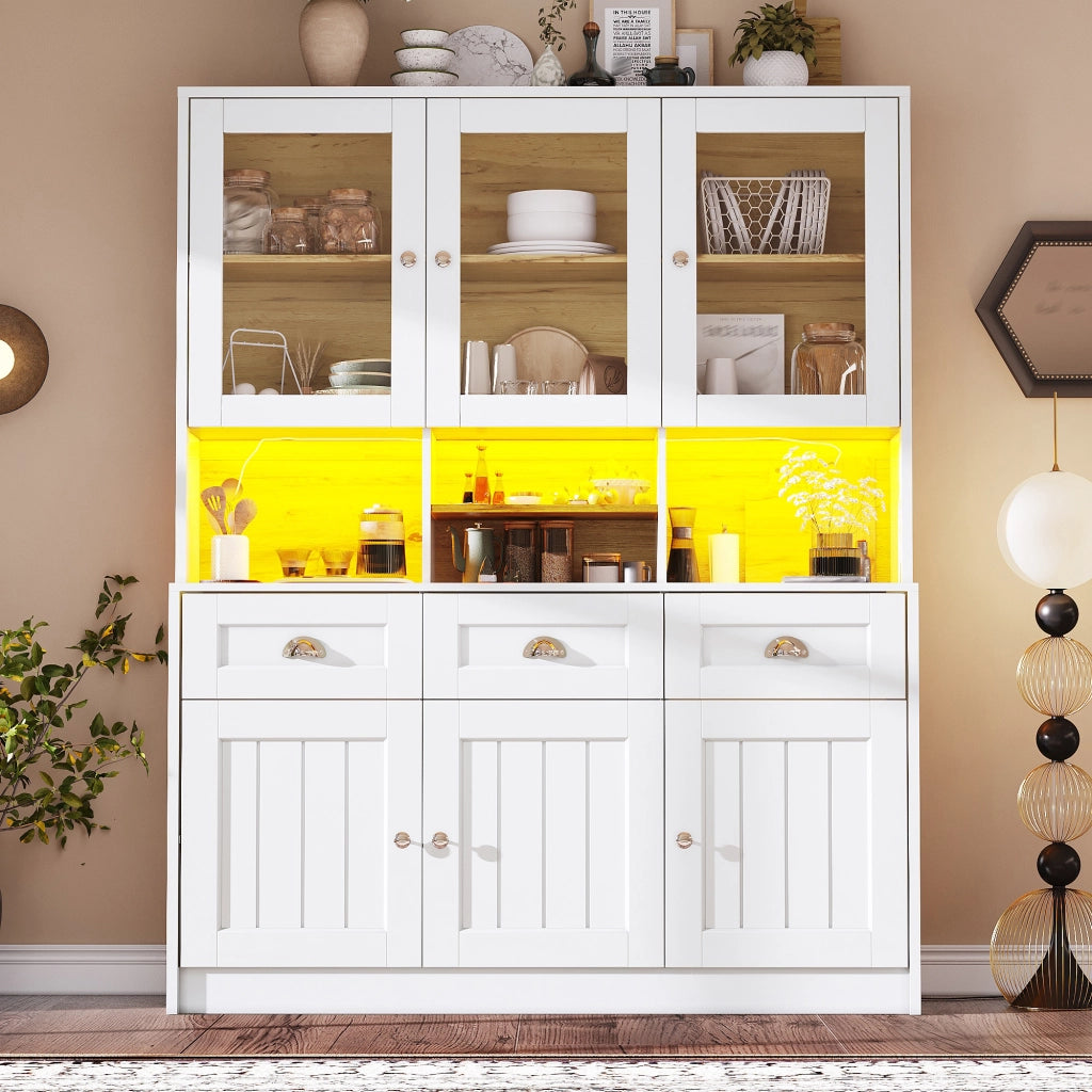 ARMADIO Cucina 140x40x175 cm MDF Bianco con illuminazione LED
