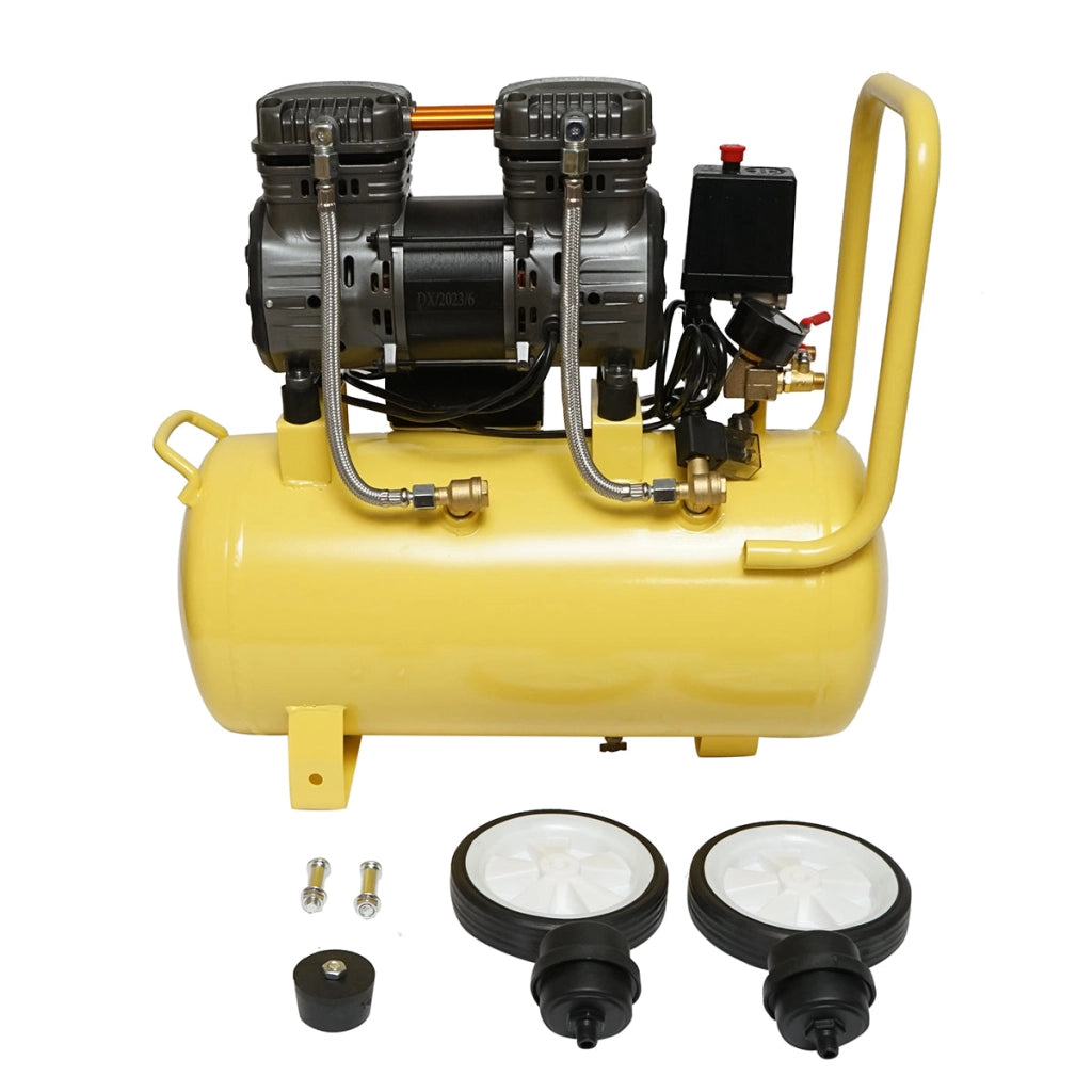 Compressore d'aria silenzioso oil-free da 30 litri, potenza motore 1,5 kW/2 CV, pressione massima 8 bar, volume di aspirazione aria 130 l/min Crownman