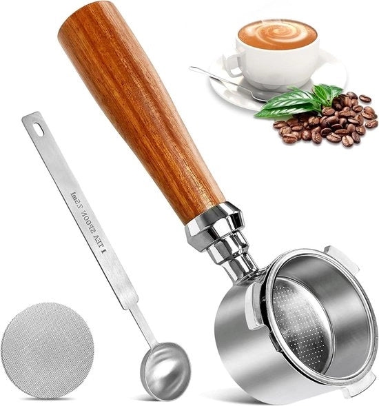51 mm Zeefdrager senza fondo - ROLLWAY - 304 Acciaio inossidabile - Maniglia in legno - Puck Screen